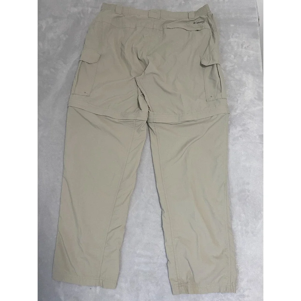 Columbia‎ Grt Pants Mens XL Beige Nylon Convertible Hiking Outdoor Cargo Pockets